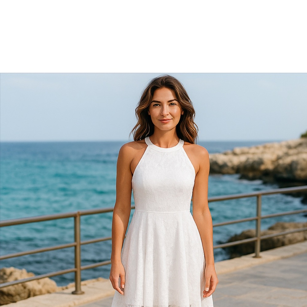 Dressy Star gorgeous white lace hi/ lo hem dress!